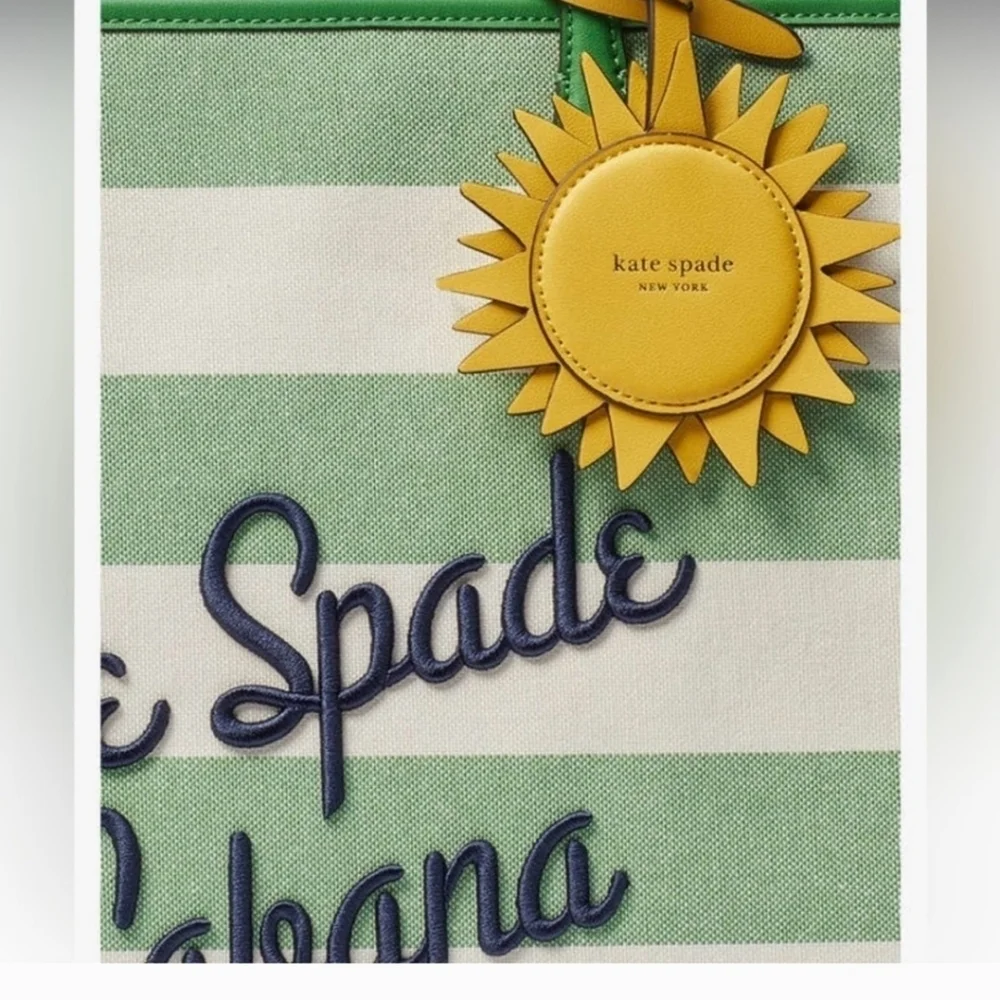 💚🔹️ KATE SPADE🔹️ Market Cabana Canvas Medium Tote ✨️💚 - Picture 4 of 10